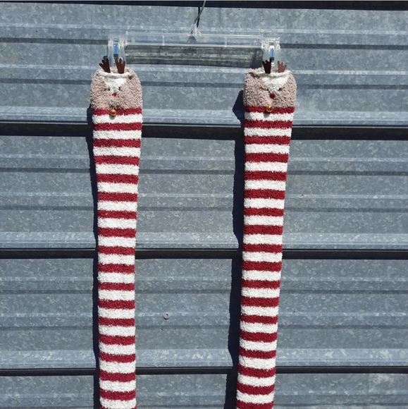 Christmas Reindeer Thigh High Socks with Bells - Picture 7 of 11